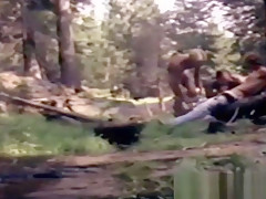 Retro cock sucker blows his friends and takes it in the ass