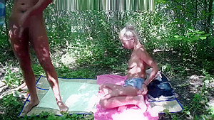 Romantic couple sex in the middle of the thick wood