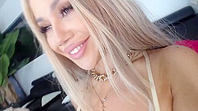 Round tanned boobs squeezing