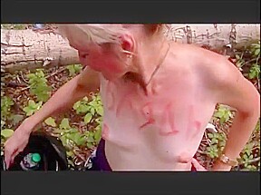 Russian bich in forest suking and rimjob