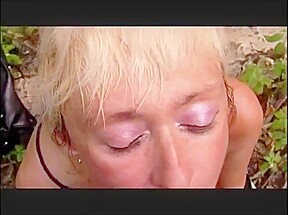 Russian bich in forest suking and rimjob