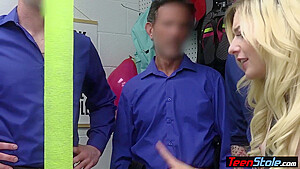 Scared Blonde teen 18+ Shoplifter Gangbanged By Five Officers With Minxx Marley