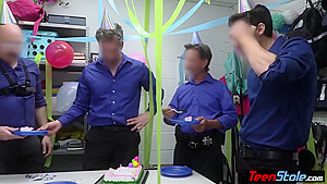 Scared Blonde teen 18+ Shoplifter Gangbanged By Five Officers With Minxx Marley