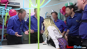 Scared Blonde teen 18+ Shoplifter Gangbanged By Five Officers With Minxx Marley