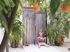 Sex affair scene next to the blonde's house