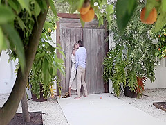 Sex affair scene next to the blonde's house