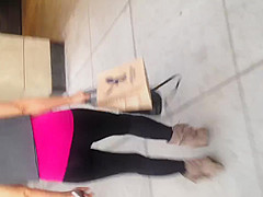Sexy Asian Milf in see thru leggings