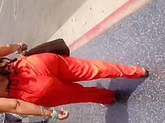 Sexy Mexican in see thru orange dress