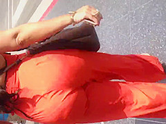 Sexy Mexican in see thru orange dress