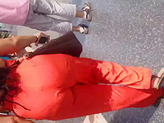 Sexy Mexican in see thru orange dress