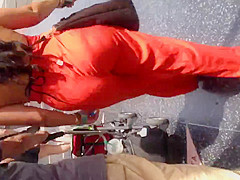 Sexy Mexican in see thru orange dress