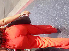 Sexy Mexican in see thru orange dress