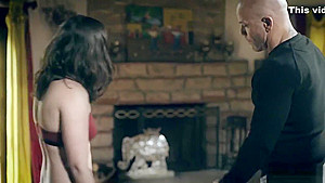 Sexy brunette dominated by a perverted big cock guy