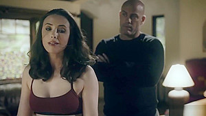 Sexy brunette dominated by a perverted big cock guy