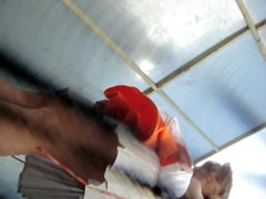 Sexy girl is changing her panty up skirt on