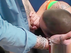 Sexy hunk enjoys a hand job