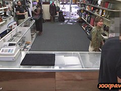 Sexy wife of a customer gets twat fucked by horny pawnkeeper