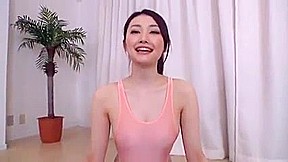 Sexy woman of remains inserted yoga leotard