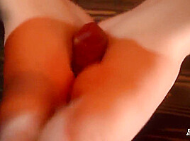 She Caught Friend Jerkin Off And Gives Footjob Under Table