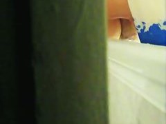 Shower clip of a chubby girl washing her hairy pussy