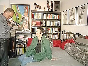 Slightly mature German amateur sucks and strips