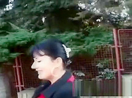 Slutty Big Titty European Brunette Sucking Dick In Public