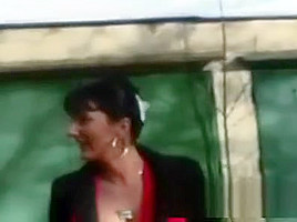 Slutty Big Titty European Brunette Sucking Dick In Public