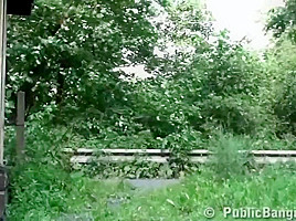 Slutty blonde babe is getting fucked hard in the ruins, in the middle of the day