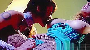 Soaked lesbian babes munching on wet pussy