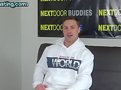Solo Tattooed Jock Pulls Out Cock And Wanks On Casting