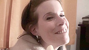 Spex brunette talking dirty while eating banana by Femdom Austria