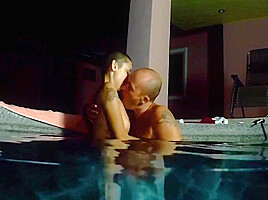 Stepfather Fucks teen 18+ Girl In The Pool On Christmas