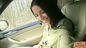 Stranded hottie Eveline Dellai fucks in the strangers car