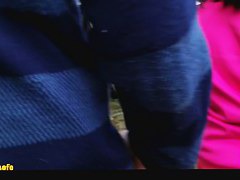 Street candid is caught on camera by a guy