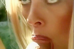 Stunning blonde bombshell fucked in her ass outside