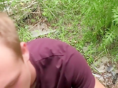 Submissive Guy Takes A Huge Load While Outdoors