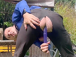 Suited Man Is Playing With His Mancunt In Public