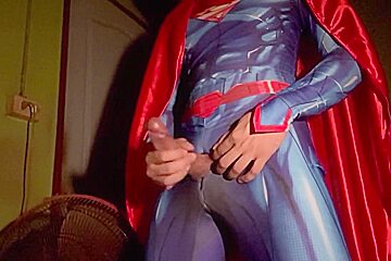 Superman Jerk Off And Cumshot
