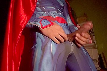 Superman Jerk Off And Cumshot
