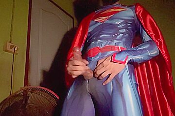 Superman Jerk Off And Cumshot