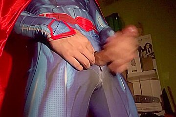 Superman Jerk Off And Cumshot