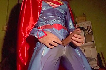 Superman Jerk Off And Cumshot