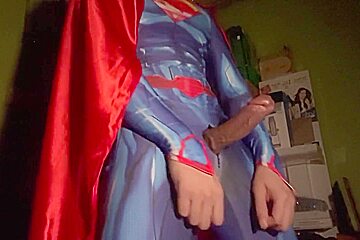 Superman Jerk Off And Cumshot