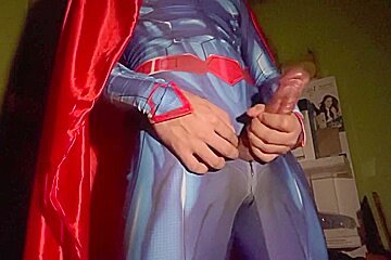 Superman Jerk Off And Cumshot