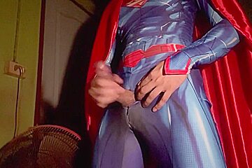 Superman Jerk Off And Cumshot