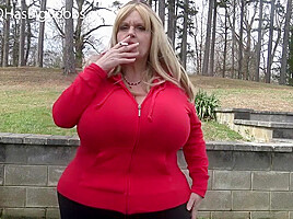 Suzie Topless Smoking Outside