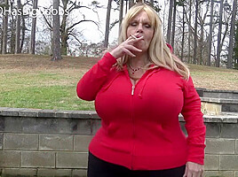 Suzie Topless Smoking Outside