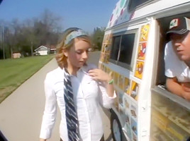 Sweet teen 18+ Lexi Belle sucks a candy and a cock