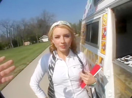 Sweet teen 18+ Lexi Belle sucks a candy and a cock
