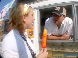 Sweet teen 18+ Lexi Belle sucks a candy and a cock